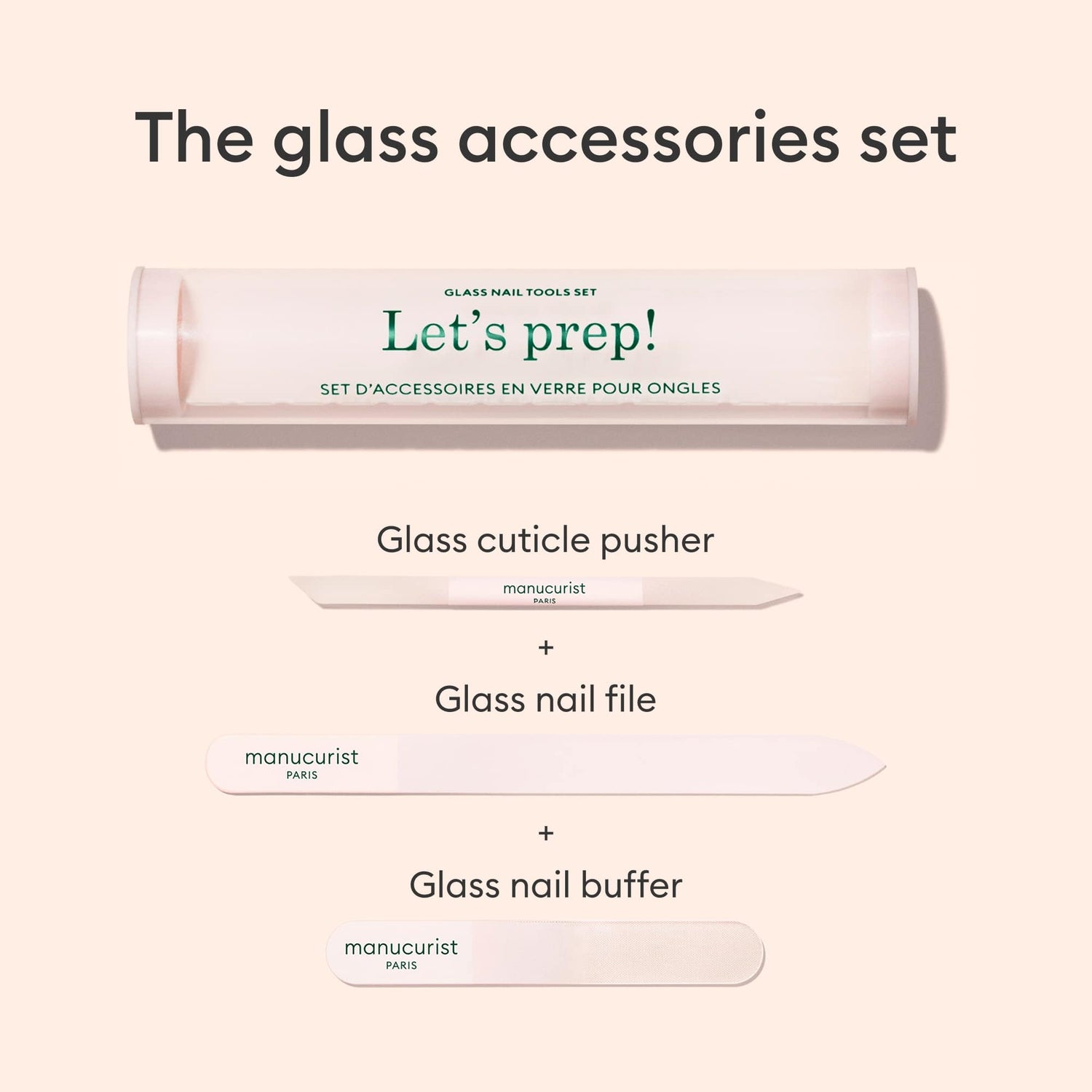Glass nail accessory trio