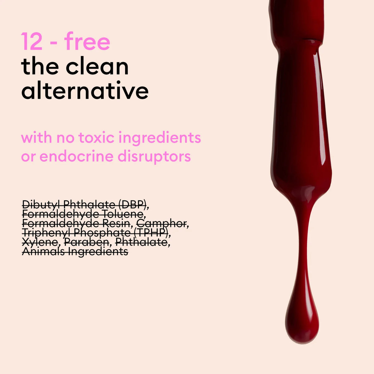 A drop of deep red polish drips from a brush on pale pink. Ad promotes Manucurist&