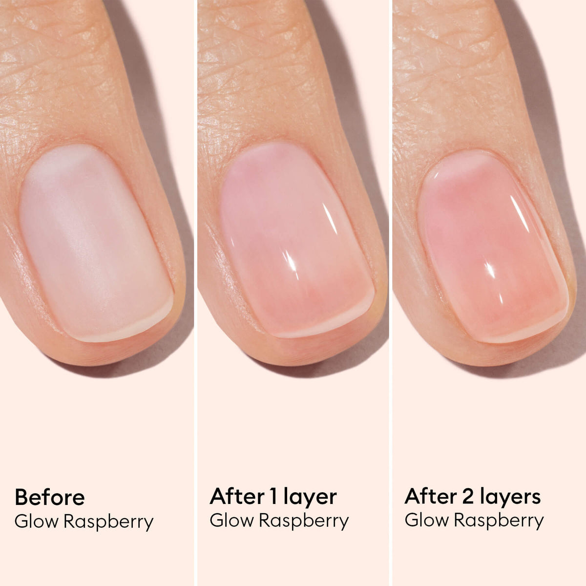 Trois images en gros plan montrent un ongle avant l&