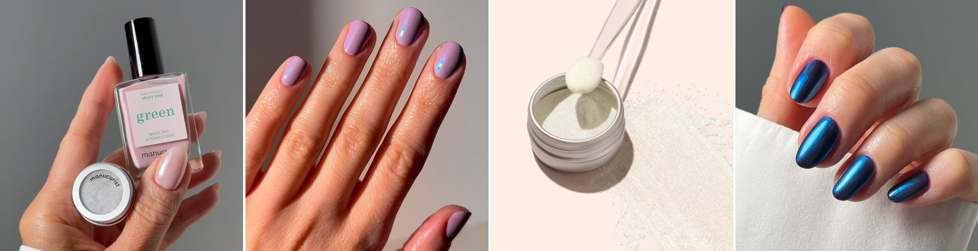 Milky Pink White glazed by bara.hoyle, Lavender Blue Glazed by shanivynails, Golden Glazed effect powder, Hollyhock Blue Glazed by bara.hoyle