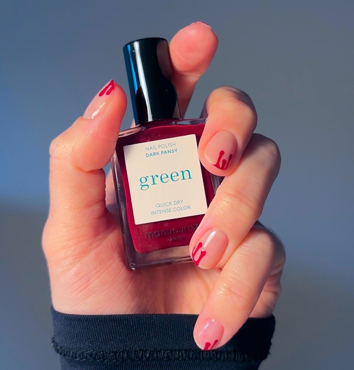 Forest Green Nails with Metallic Shine