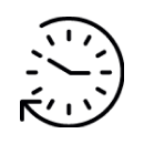 A simple black clock icon with an arrow circling counterclockwise from the lower left, indicating a concept of time, history, or going back in time.
