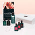 The Manucurist Starter Kit includes a vitamin-enriched base coat, gel polishes, remover, white LED lamp, and a box labeled “Manucurist Paris Routine Xtrem Flash” with an image of ultra-glossy red nails.