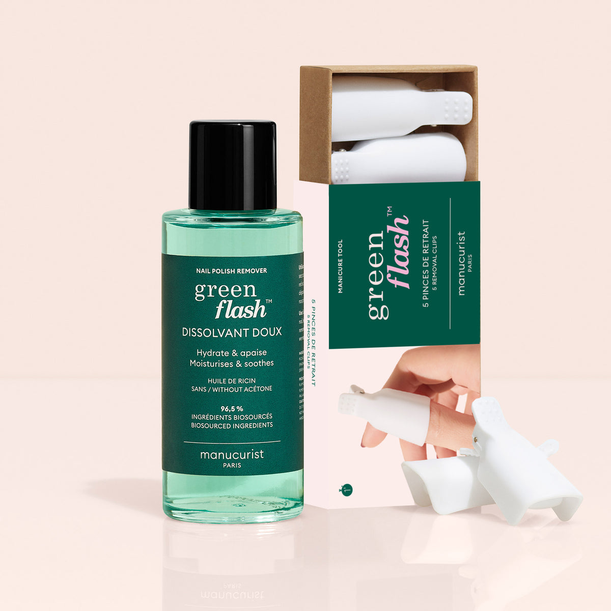 Le duo Manucurist-us Green Flash™ Remover Clips, composé d&