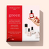 A box of Manucurist System Green Red, featuring nail polish bottles and a hand applying red polish, with red and white packaging displaying product images on the front.