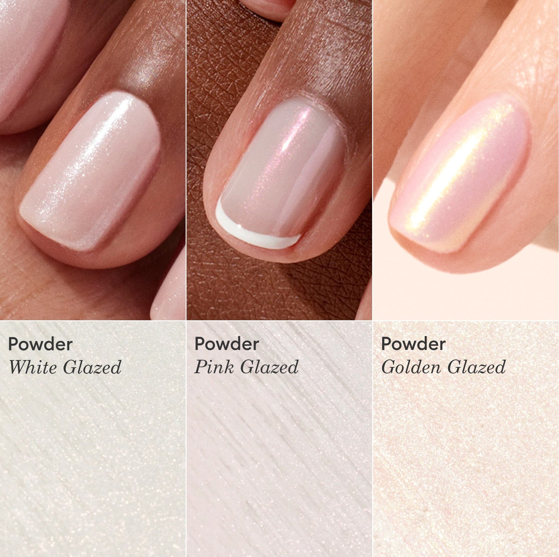 Glitters and effect powders trios