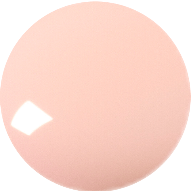 Une sphère ronde rose pâle brillante, avec un doux reflet sur le côté gauche, se détache sur un fond clair.