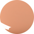Un cercle rond, lisse, marron clair ou beige, avec un petit reflet blanc brillant sur le côté inférieur gauche, sur un fond clair uni.