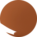 Un cercle marron uni avec un léger reflet blanc sur le bord inférieur gauche, sur fond gris clair.