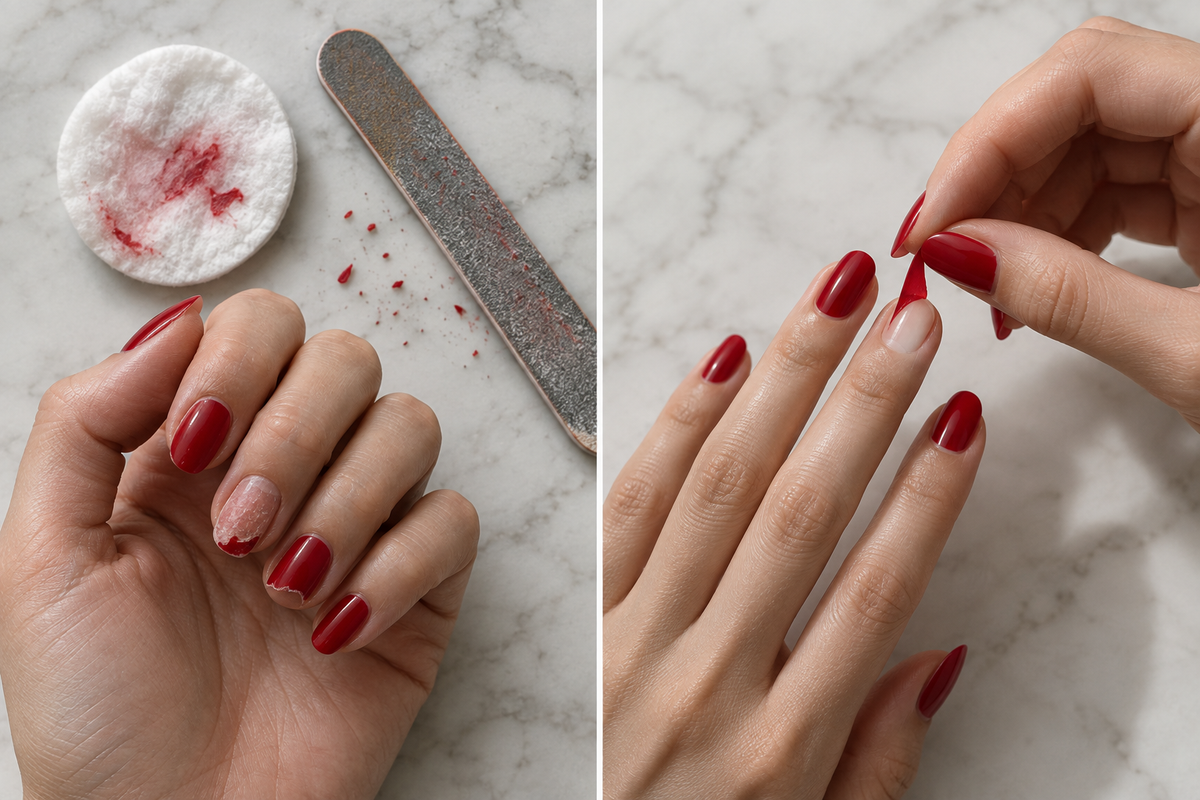 Comparaison retrait acétone vs peeling doigt