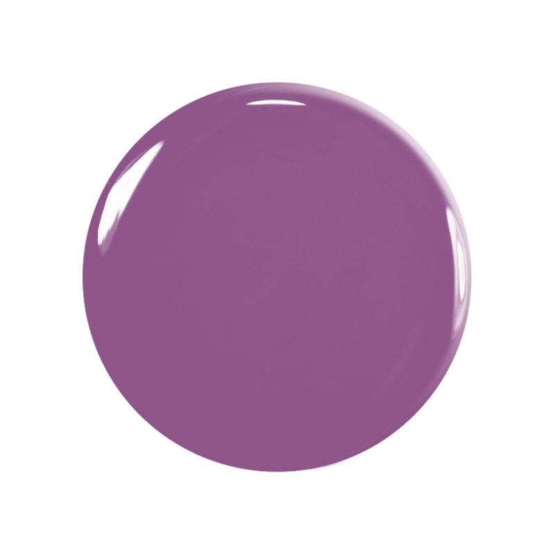 A smooth, glossy, circular splash of purple paint—evoking the Manucurist You  Me at a Tea Party Green Flash™ Set—on a white background highlighted by light reflections.