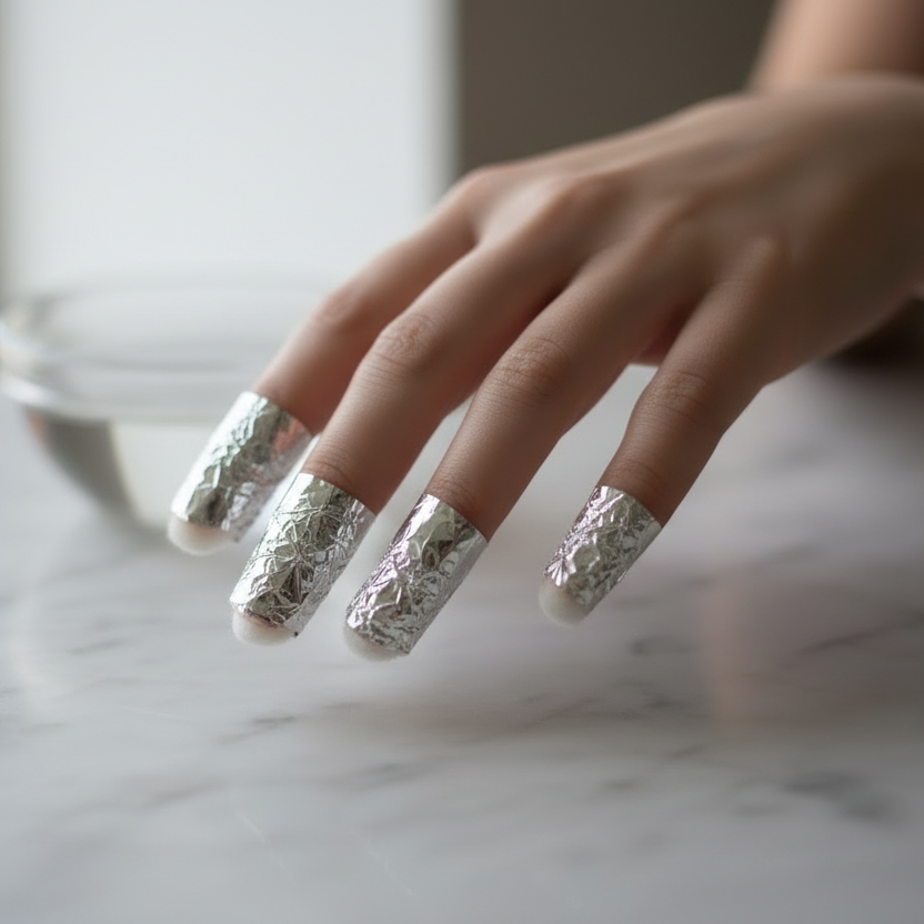 Ongles avec papillotes en aluminium
