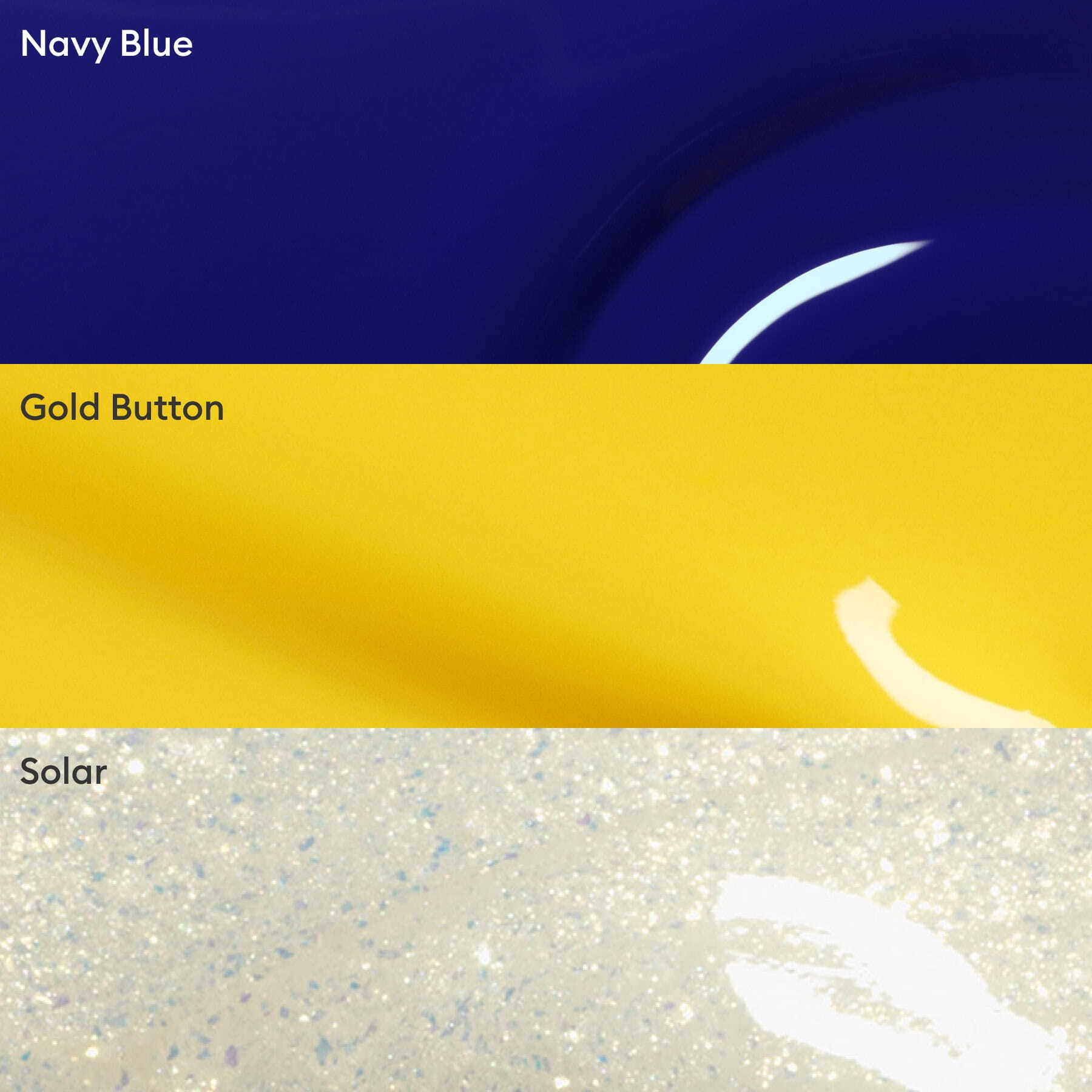 Three horizontal color swatches from Manucurist&